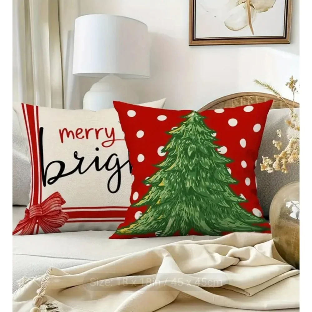 Christmas Pillow Cover 18 in Red and Green